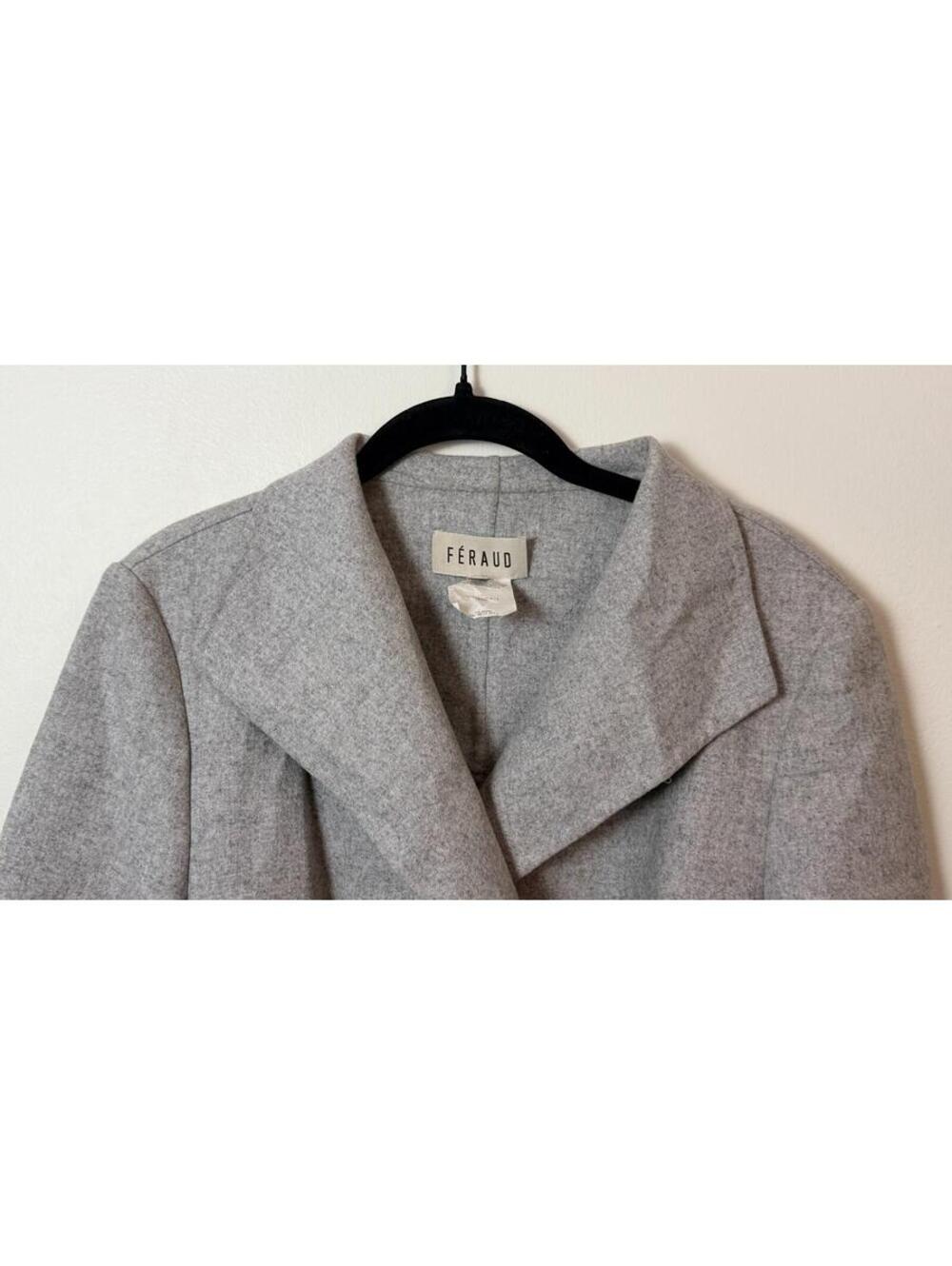 FERAUD CASHMERE BLEND TRENCH HEATHER GRAY COAT 10 - Picture 2 of 12